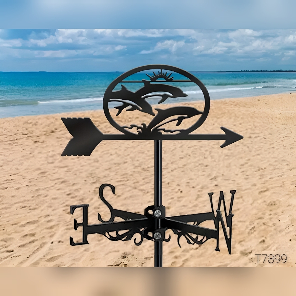 Swimming Dolphins metal wall art, 22" x 10"